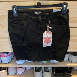 Black denim mini skirt